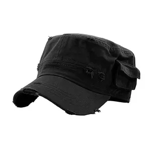 Manufacture Wholesale Design Your Own Unisex Adjustable Plain Flat Cadet Camouflage Hat Cap