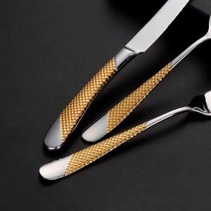 Cheaper Wedding Diamond <b>Flatware</b> Sets With Knife Fork Dinner Spoon and Tea Spoon Silverware Gold Tableware Set With Box - Product Image 4