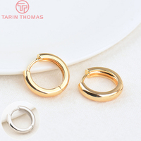 Vente en gros de boucles d'oreilles rondes classiques plaquées or 24 carats, fermoirs de haute qualité pour la fabrication de bijoux DIY
