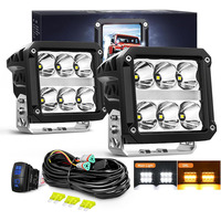 Luces Antiniebla LED de 4 Pulgadas y 60 W con Luz de Circulación Diurna Ámbar, Luz de Trabajo LED Auxiliar Superpotente para Camiones Todoterreno, UTV, ATV, SUV, 4x4