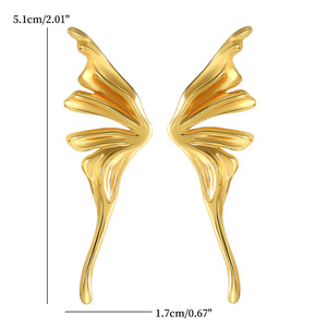 NUOVI ORECCHINI LUNGI A FARFALLA VINTAGE 2025 Dazan Nuovi Orecchini Trendy Placcati Oro 18k in Acciaio Inossidabile Gioielli per Accessori Cinematografici - Product Image 6
