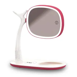 Miglior specchio per il trucco ricaricabile all'ingrosso touch Vanity LED specchio per il trucco illuminato per i viaggi a casa