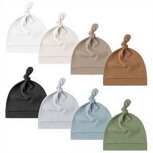 Konssy Lot de 8 bonnets pour bébés nouveau-nés, en jacquard, en spandex/coton, doux, pour filles et garçons de 0 à 6 mois - Product Image 1