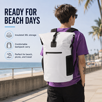 Sac isotherme étanche personnalisé avec logo, 30L, résistant à l'eau, sac à dos isotherme en PVC 500D avec poches latérales en maille