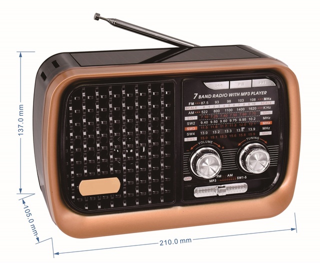 New Model High Quality Customized Solar Powered Multi Band Portable Radio with Flashlight, Bt, Usb and SD Player