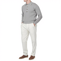 Demi Cardigan Boutons rabattus à manches longues Style décontracté Col tricoté Polo T-shirt pour hommes Pulls hommes Pull Tricots