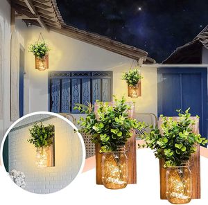 Apliques de Pared Rústicos, Apliques de Pared con Frascos de Vidrio, Decoración Rústica para el Hogar, Luces LED de Hadas, Planta Verde, Decoración de Interiores - Product Image 3