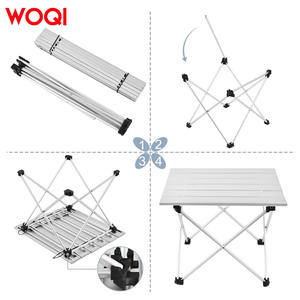 Mesa plegable ligera de aluminio Woqi de 39x35x32 cm con base cruzada, portátil para exteriores, para pícnic, camping, viajes y pesca. - Product Image 5