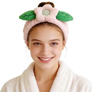 Diadema elástica al por mayor con diseño de hojas florales para spa, cuidado de la piel, maquillaje facial, accesorios para el cabello para ducha, banda para el cabello de belleza - Product Image 1