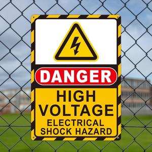 Hava koşullarına dayanıklı paslanmaz alüminyum yüksek voltaj işareti tehlike elektrik çarpması tehlikesi uyarı işareti yüksek görünürlük elektrik işareti - Product Image 6