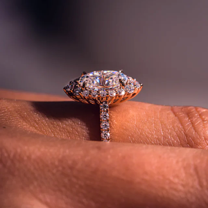 Bague de fiançailles en argent sterling avec ornement orange, diamant de laboratoire marquise 1 carat, halo, style Art déco, tendance, anniversaire de mariage, pour femme - Product Image 5