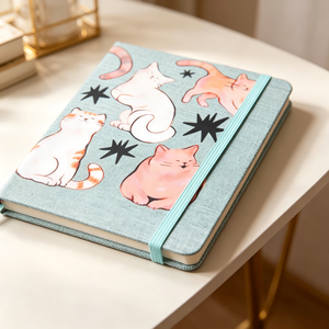 Carnet personnalisé motif <span class=keywords><strong>chat</strong></span>, joli carnet en toile A5, pages lignées - Product Image 4