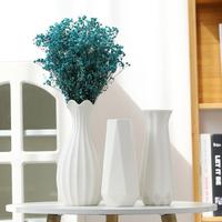 Grand vase de sol moderne et créatif pour la décoration de la maison, ensemble de 3 vases en céramique blanche pour le salon, pot de fleurs de style farmhouse
