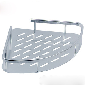 Cesta de esquina para baño Crane Crown, estante de almacenamiento triangular de aluminio de una sola capa, estante de ducha duradero - Product Image 1