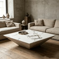 Table basse en marbre blanc irrégulier, sur mesure, sculptée, en pierre artificielle, moderne, de luxe, écologique, cannelée, pour hôtel