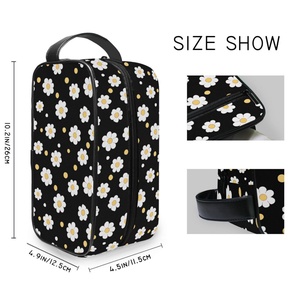 Withe Flowers Patterns New Design Waterproof Portable Wash Adult <b>Makeup</b> Bag Cosmetic Pouch Travel Customs logo <b>Storage</b> Bag - Product Image 4