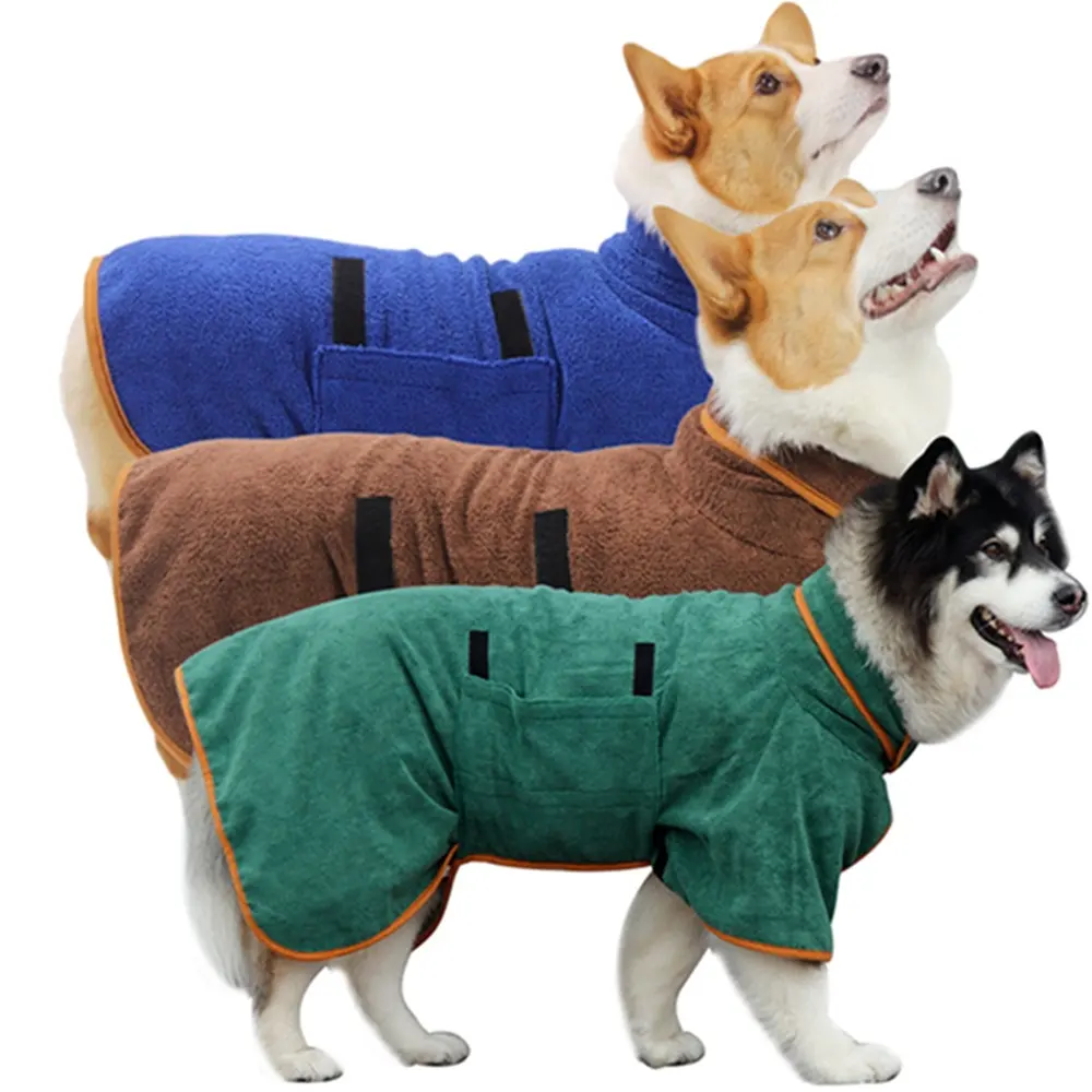 ペット卸売業者犬のバスローブはマイクロファイバーペットタオルを吸収します犬の乾燥コートペットの水泳ローブバスシャワーグレイハウンドコートの後