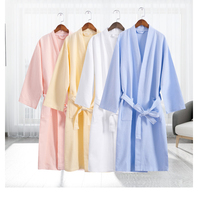 Peignoir en coton gaufré à manches longues pour femme, séchage rapide, absorbant, doux, avec logo personnalisé pour hôtel, spa, salon de beauté, vêtements de bain pour invités