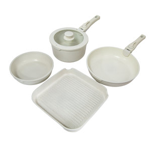 E-Top Ensemble de 7 ustensiles de cuisine antiadhésifs, compatible induction, en acier inoxydable, aluminium et céramique, comprenant une casserole à lait et une poêle à frire, personnalisable OEM - Product Image 1