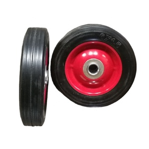 Roue en caoutchouc solide durable de <span class=keywords><strong>6</strong></span> pouces diamètre de 150mm <span class=keywords><strong>6</strong></span> "x 1.5" produit en caoutchouc de jante en acier rouge - Product Image 2