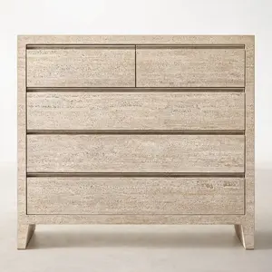 Italian minimalist 5 drawers bedroom furniture travertine sideboard bedside table porch TV cabinet storage sideboard cabinet