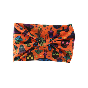 Bandeaux de sport pour femmes en tissu imprimé rétro, larges et élastiques, pour les fêtes d'Halloween, motif tête de mort Ghost Face - Product Image 5