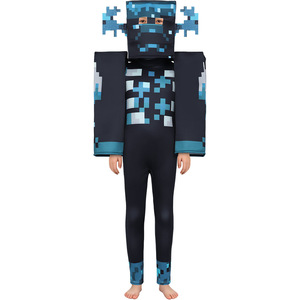 Costume pour enfants Minecraft, combinaison intégrale bleue pixelisée pour Halloween, cosplay et spectacles - Product Image 1