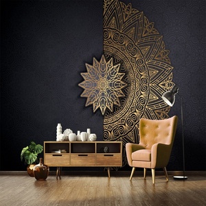Papier peint bohème noir <span class=keywords><strong>mandala</strong></span>, murale zen yoga - Product Image 3