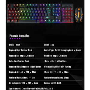 <span class=keywords><strong>Souris</strong></span> de jeu rétroéclairée LED arc-en-ciel RGB pour joueurs, <span class=keywords><strong>clavier</strong></span>, <span class=keywords><strong>souris</strong></span> de jeu filaire, <span class=keywords><strong>combo</strong></span> - Product Image 6