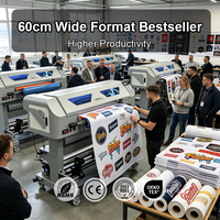 Impresora de Etiquetas de Cristal UV DTF de 60 cm I3200-U1 con Cabezal HD, Impresora Automática de Adhesivos de Transferencia UV con Laminación