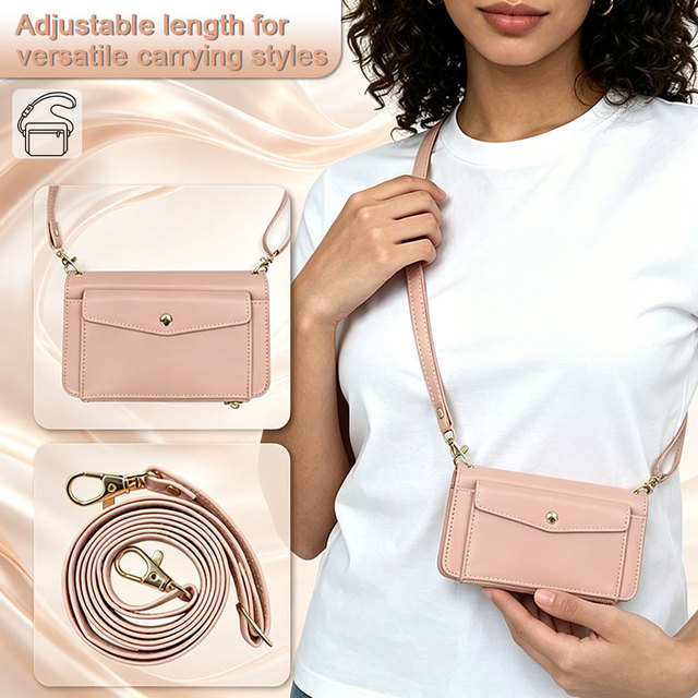 Wallet Phone Case with Zipper Pocket Crossbody Strap Multi Card Slots Shockproof Phone Bag for iPhone 17/18 Pro Max