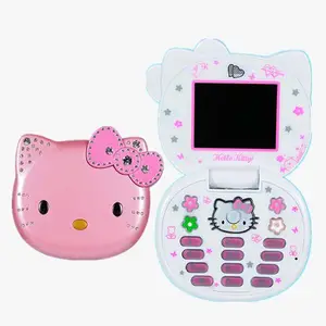 Cute Mini Koki Kitty Mobile Phone Flip Cartoon F80 Kids Dual Sim 2G GSM Keyboard Botton MP3 Player Unlocked Feature Cellphone
