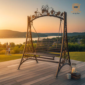 Columpio de Jardín de Hierro Forjado de Lujo para 2-3 Personas, Resistente, para Exteriores, Patio, Metal Forjado a Mano, Estilo Europeo/Clásico - Product Image 4