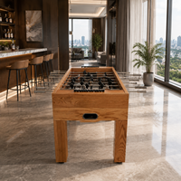 Table de baby-foot de luxe en bois massif avec plateau de jeu en verre trempé pour salle de jeux à domicile haut de gamme
