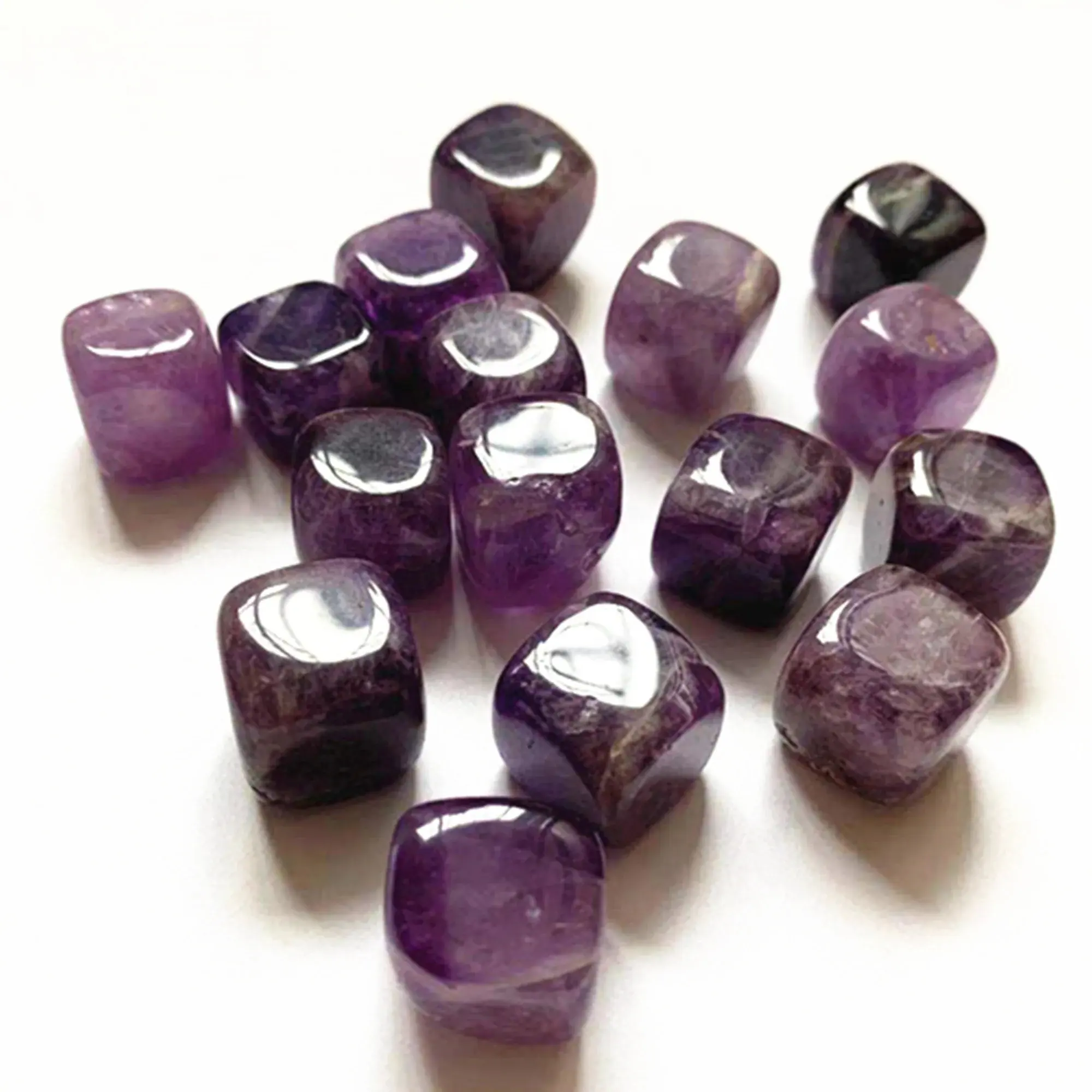 17MM Square Natural Crystal Tumbled Stones Amethyst