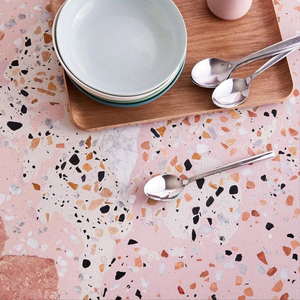 Dessus de table de panneau intérieur en ciment terrazzo préfabriqué sur mesure couleur rose - Product Image 3