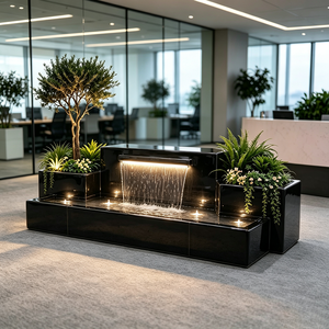 Fontaine à cascade d'eau circulante H175 avec éclairage LED pour aquarium, bac à plantes, pot de fleurs pour villa, hall d'hôtel, anti-rouille - Product Image 1