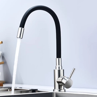 Robinet de cuisine monocommande en acier inoxydable brossé avec cartouche céramique, design moderne, classique, monotrou, eau chaude et froide pour évier