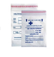 Sac de pilules médicales à fermeture à glissière pharmaceutique poche d'enveloppe de médecine en plastique scellée avec étiquette pour le stockage et l'organisation