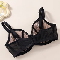 Soutien-gorge minimiseur en dentelle transparente sexy pour femmes 75D-95K Non rembourré avec armatures Respirant Broderie florale Lingerie grande taille