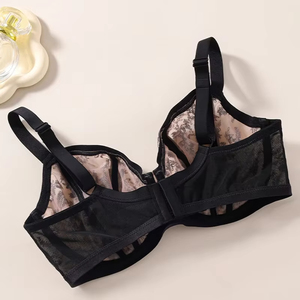 Reggiseno <span class=keywords><strong>Minimizer</strong></span> Sexy in Pizzo Trasparente da Donna 75D-95K Senza Imbottitura <span class=keywords><strong>con</strong></span> <span class=keywords><strong>Ferretto</strong></span>, Traspirante, Ricamo Floreale, Lingerie Taglie Forti - Product Image 5