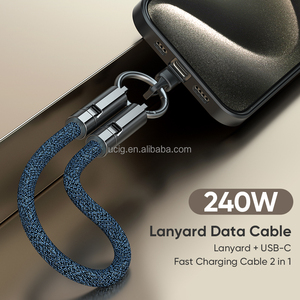 Câble de lanière de téléphone 240W | <span class=keywords><strong>USBC</strong></span> vers <span class=keywords><strong>USBC</strong></span> Nylon tressé 5A charge rapide 30cm dragonne câble de lanière de données - Product Image 5