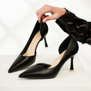 D'Orsay Heels Pointed Toe Stiletto Heel High Heel Women's Pumps Comfortable Leather Lining <b>Rubber</b> Outsole Solid Color Slingback - Product Image 4