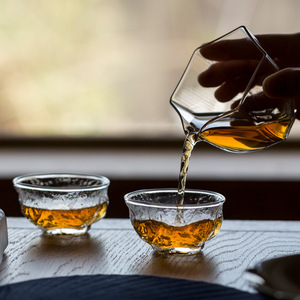 Hexagonal Transparent Glass Fairness Cup Small Size Thickened Kung Fu <b>Tea</b> <b>Set</b> <b>Tea</b> Serving Vessel Afternoon <b>Tea</b> - Product Image 4