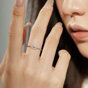 Bague Dylam minimaliste en argent sterling 925 plaqué rhodium, ajustable, délicate, avec motif œil bleu, pour femme et adolescente - Product Image 5