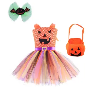 Vestito da principessa di zucca di Halloween per bambini Tulle Costume da vacanza Tutu gonna