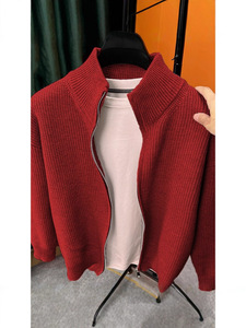 Cárdigan de <span class=keywords><strong>Hombre</strong></span> de Alta Calidad al por Mayor de Fábrica, con Doble Cremallera, Color Sólido, Clásico - Product Image 5