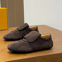 Baskets de luxe rétro en daim pour hommes, style Old Money, à revers, chaussures de marche, vente en gros