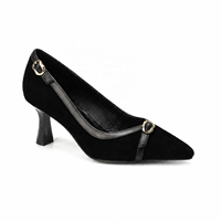 Vente en gros OEM ODM Chaussures à talon aiguille bout pointu pour femmes, à enfiler, avec boucle dorée, collections de marques fournisseurs, approvisionnement en vrac