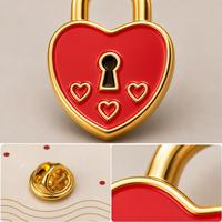 Broche Cadenas d'amour 2D en émail souple, Cadenas Cœur Rouge Saint-Valentin, Bijoux en gros, Personnalisation OEM